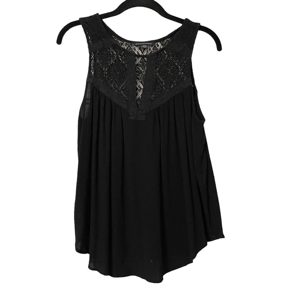 American Eagle Black Lace Sleeveless Top Womens Size Medium